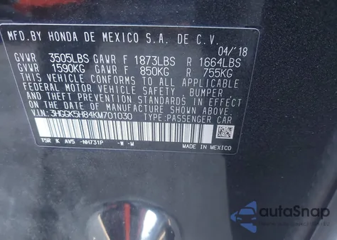 2019 Honda Fit Ex z USA, uszkodzony, nr VIN 3HGGK5H84KM701030